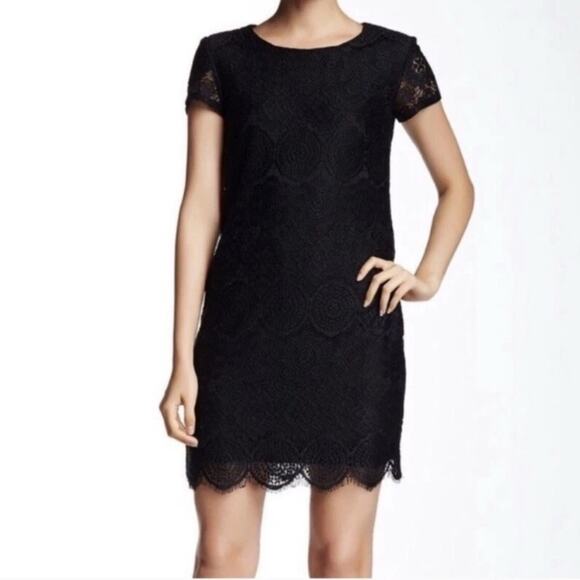 Laundry By Shelli Segal Black Sheath Mini Dress Size 14 - Picture 1 of 5